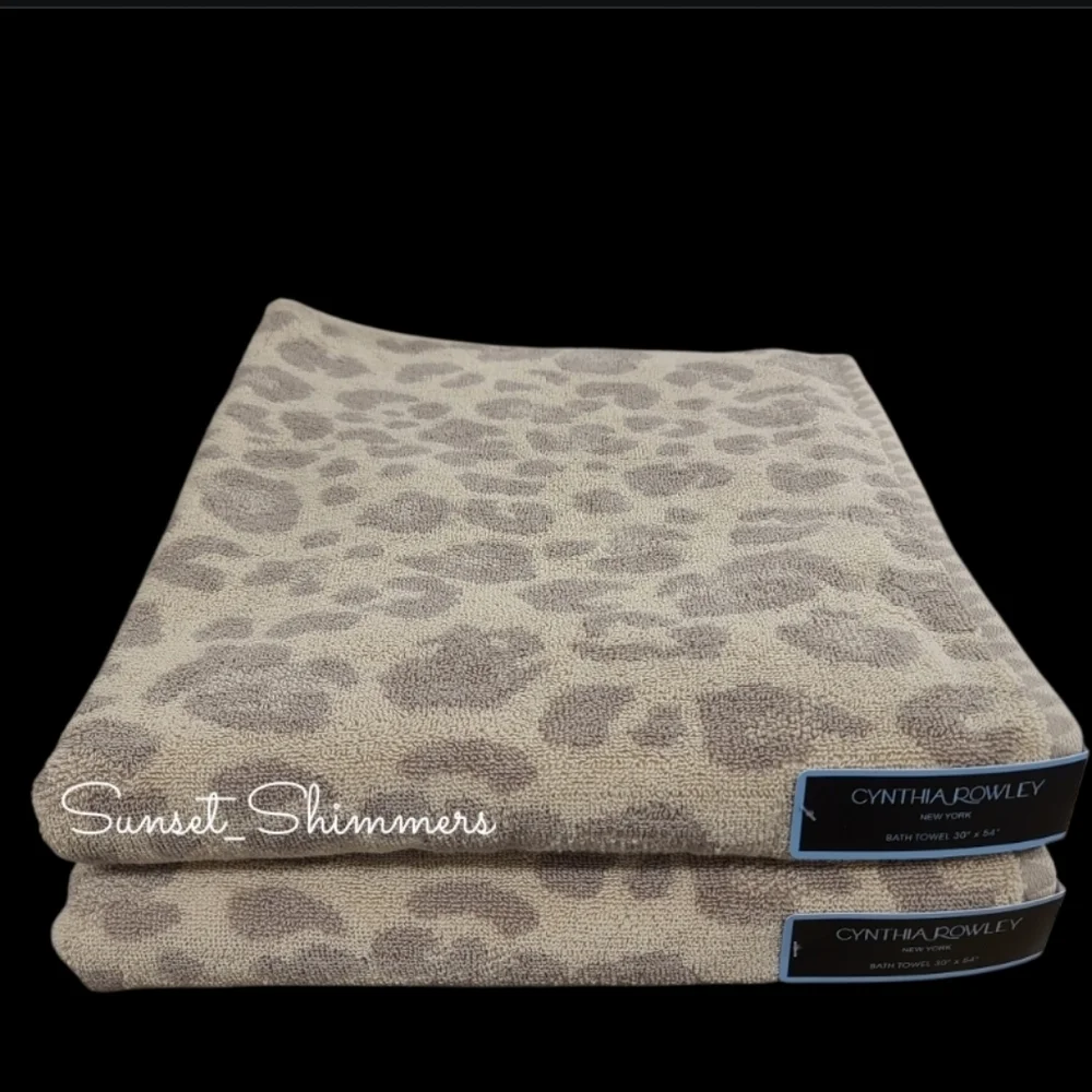 8pc Cynthia Rowley Leopard Cheetah Animal Print Bath Hand Washcloth Towel Set - Picture 5 of 8